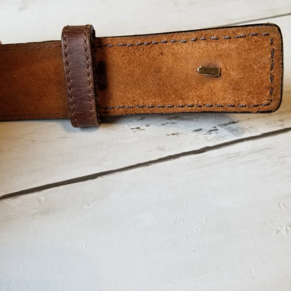 Georgia Boot Logo Brown Genuine Leather Belt
